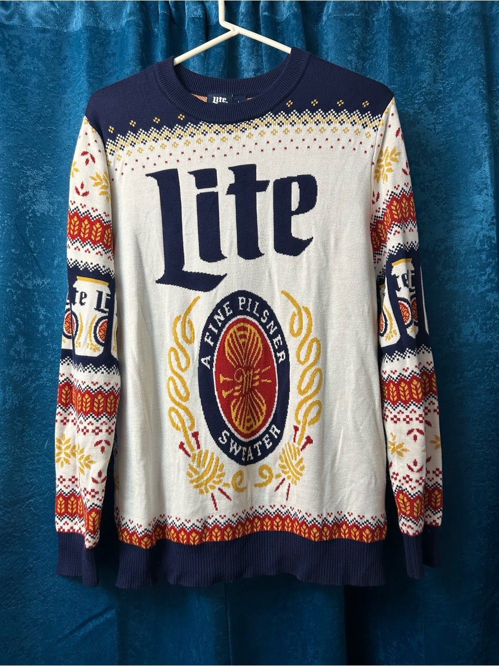 Lite Logo Crewneck Sweater - White/Navy/Gold